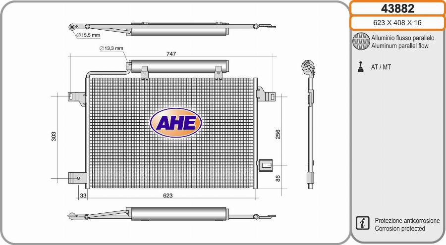 AHE 43882 - Конденсатор, кондиціонер autocars.com.ua