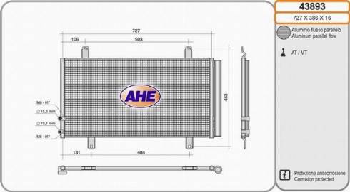 AHE 43893 - Конденсатор, кондиціонер autocars.com.ua