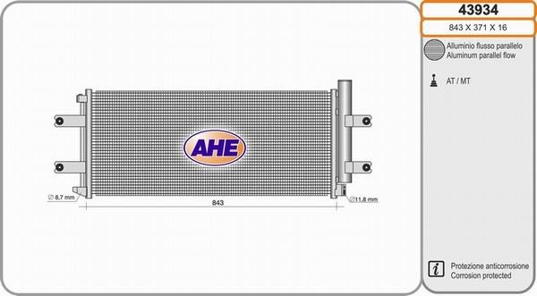 AHE 43934 - Конденсатор, кондиціонер autocars.com.ua