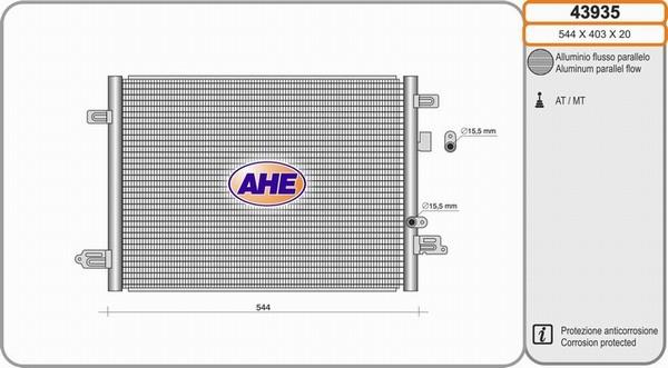 AHE 43935 - Конденсатор, кондиціонер autocars.com.ua