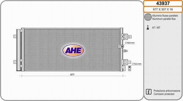 AHE 43937 - Конденсатор, кондиціонер autocars.com.ua