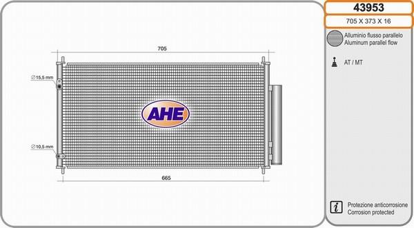 AHE 43953 - Конденсатор, кондиціонер autocars.com.ua