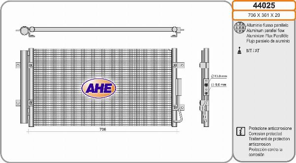 AHE 44025 - Конденсатор, кондиціонер autocars.com.ua