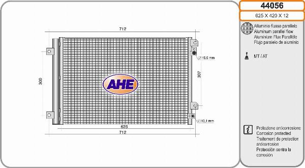 AHE 44056 - Конденсатор, кондиціонер autocars.com.ua