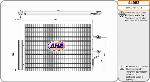 AHE 44082 - Конденсатор, кондиціонер autocars.com.ua