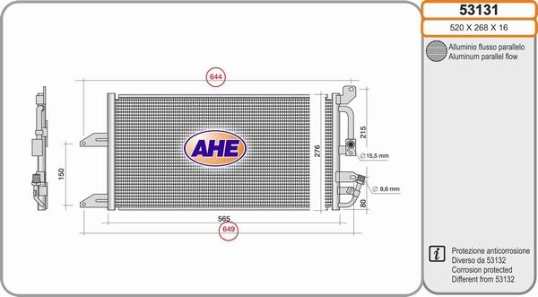 AHE 53131 - Конденсатор, кондиціонер autocars.com.ua