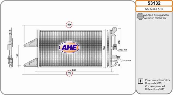 AHE 53132 - Конденсатор, кондиціонер autocars.com.ua