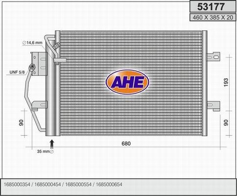 AHE 53177 - Конденсатор, кондиціонер autocars.com.ua
