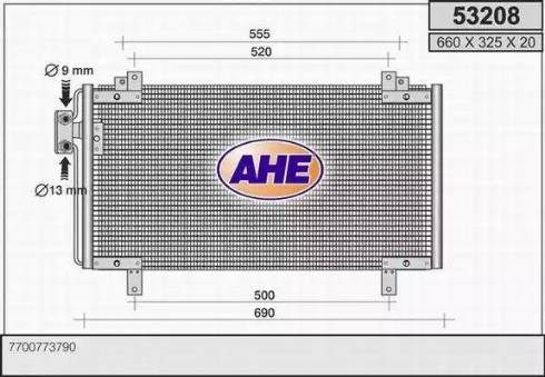 AHE 53208 - Конденсатор, кондиціонер autocars.com.ua