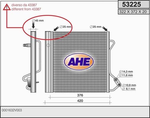 AHE 53225 - Конденсатор, кондиціонер autocars.com.ua