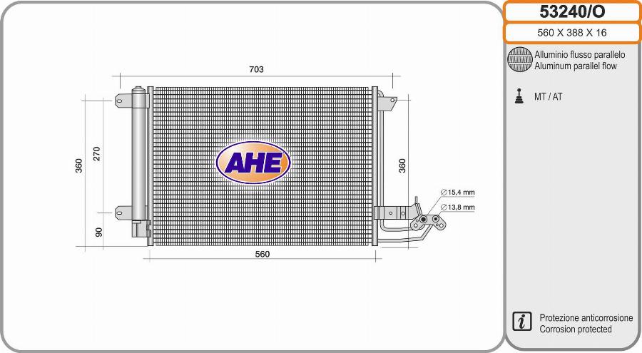 AHE 53240/O - Конденсатор кондиционера autodnr.net
