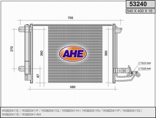 AHE 53240 - Конденсатор кондиционера autodnr.net