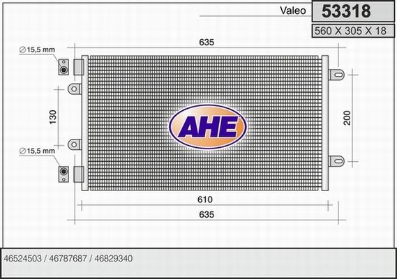 AHE 53318 - Конденсатор, кондиціонер autocars.com.ua