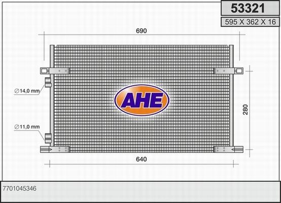 AHE 53321 - Конденсатор, кондиціонер autocars.com.ua