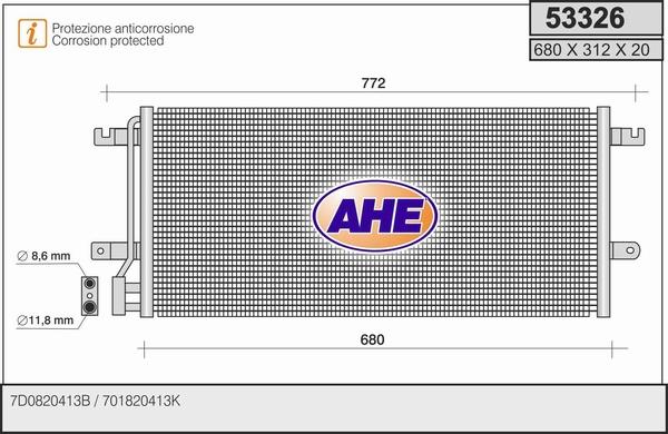 AHE 53326 - Конденсатор, кондиціонер autocars.com.ua