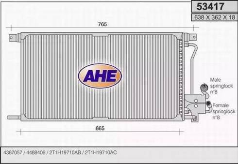 AHE 53417 - Конденсатор, кондиціонер autocars.com.ua