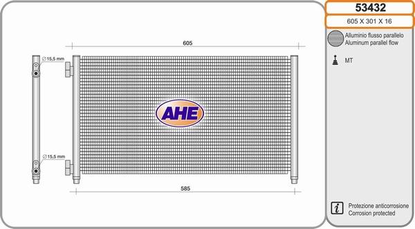 AHE 53432 - Конденсатор, кондиціонер autocars.com.ua