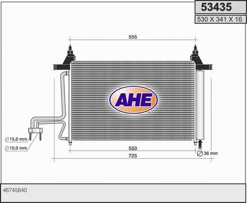 AHE 53435 - Конденсатор, кондиціонер autocars.com.ua