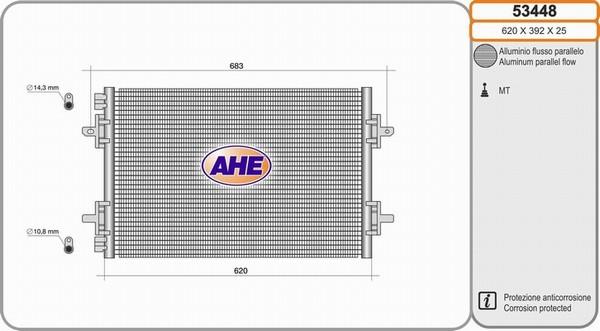AHE 53448 - Конденсатор, кондиціонер autocars.com.ua