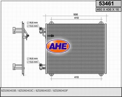 AHE 53461 - Конденсатор, кондиціонер autocars.com.ua