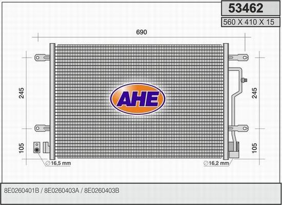 AHE 53462 - Конденсатор, кондиціонер autocars.com.ua