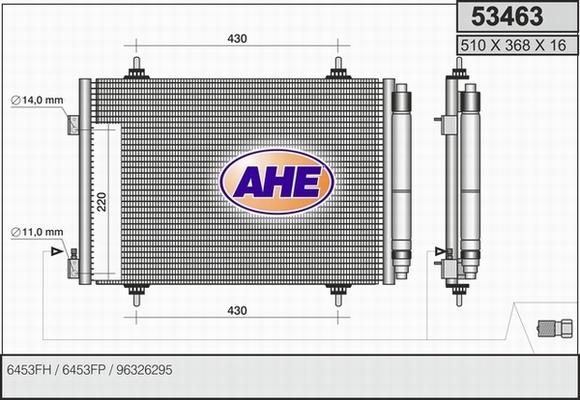 AHE 53463 - Конденсатор, кондиціонер autocars.com.ua