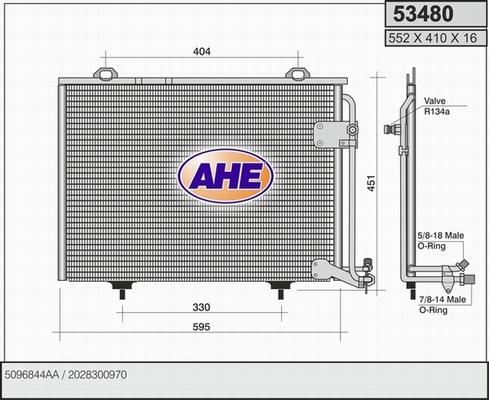 AHE 53480 - Конденсатор, кондиціонер autocars.com.ua