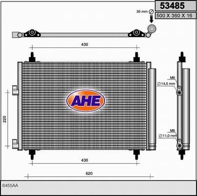 AHE 53485 - Конденсатор, кондиціонер autocars.com.ua