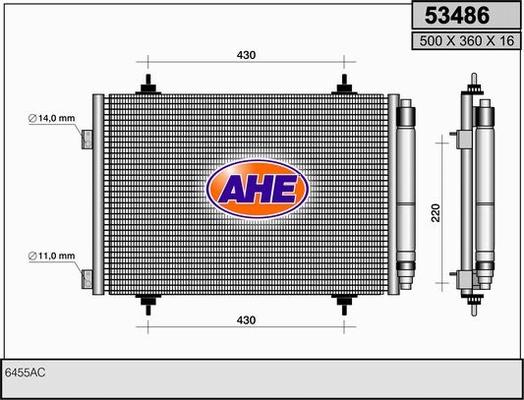 AHE 53486 - Конденсатор, кондиціонер autocars.com.ua