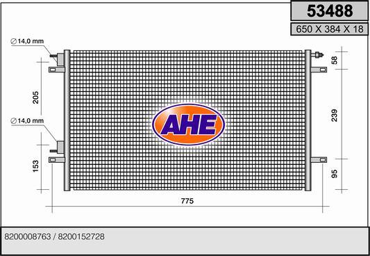 AHE 53488 - Конденсатор, кондиціонер autocars.com.ua