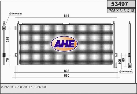 AHE 53497 - Конденсатор, кондиціонер autocars.com.ua