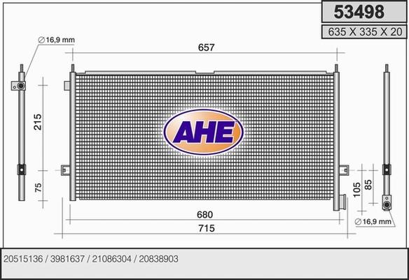 AHE 53498 - Конденсатор, кондиціонер autocars.com.ua