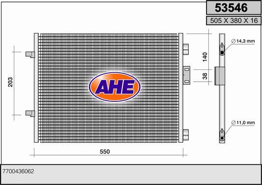 AHE 53546 - Конденсатор, кондиціонер autocars.com.ua