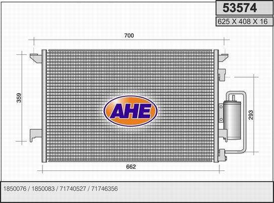 AHE 53574 - Конденсатор, кондиціонер autocars.com.ua
