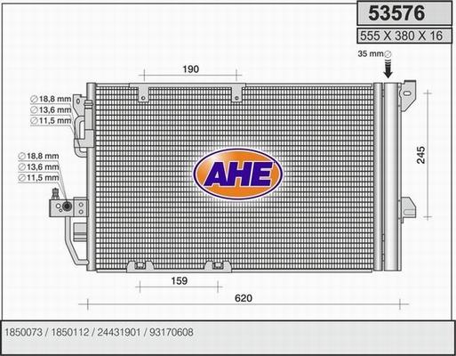AHE 53576 - Конденсатор, кондиціонер autocars.com.ua