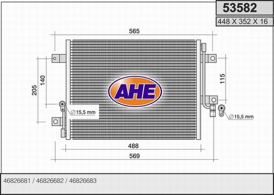 AHE 53582 - Конденсатор, кондиціонер autocars.com.ua