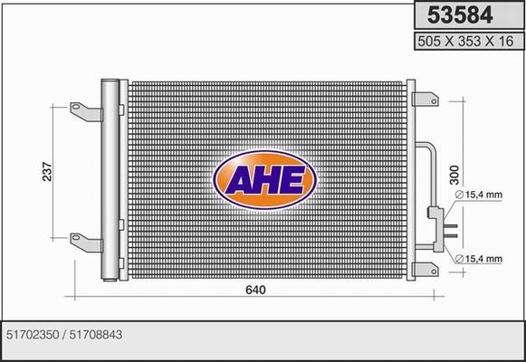AHE 53584 - Конденсатор, кондиціонер autocars.com.ua