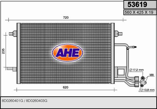 AHE 53619 - Конденсатор, кондиціонер autocars.com.ua