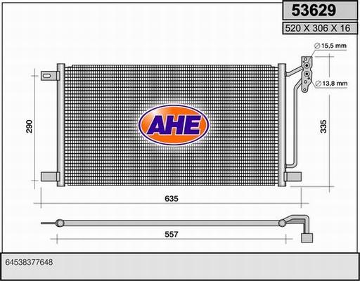 AHE 53629 - Конденсатор, кондиціонер autocars.com.ua