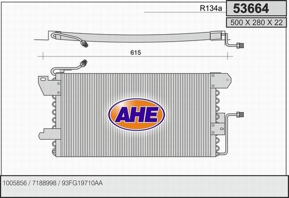 AHE 53664 - Конденсатор, кондиціонер autocars.com.ua