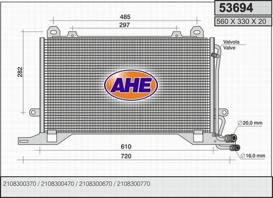 AHE 53694 - Конденсатор, кондиціонер autocars.com.ua