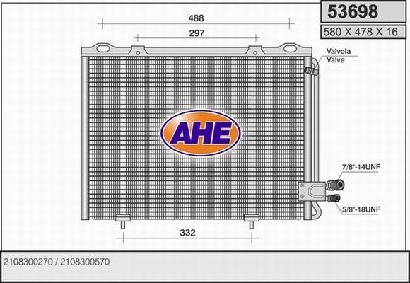 AHE 53698 - Конденсатор, кондиціонер autocars.com.ua