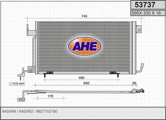 AHE 53737 - Конденсатор, кондиціонер autocars.com.ua
