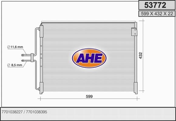 AHE 53772 - Конденсатор, кондиціонер autocars.com.ua