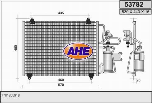 AHE 53782 - Конденсатор, кондиціонер autocars.com.ua