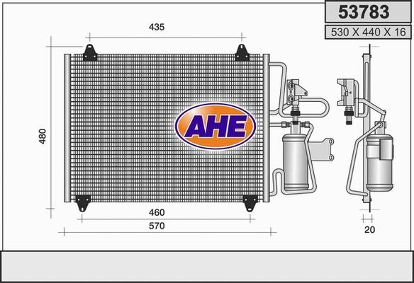 AHE 53783 - Конденсатор, кондиціонер autocars.com.ua