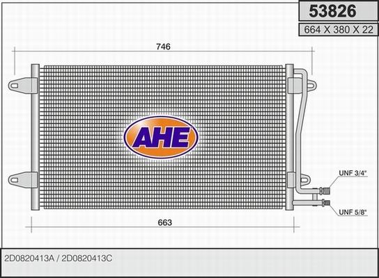 AHE 53826 - Конденсатор, кондиціонер autocars.com.ua