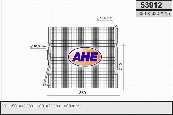 AHE 53912 - Конденсатор, кондиціонер autocars.com.ua