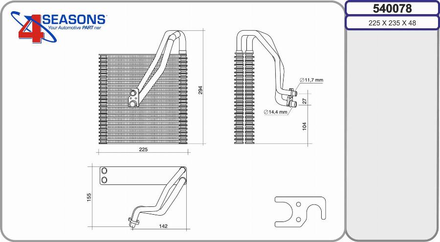 AHE 540078 - Випарник, кондиціонер autocars.com.ua