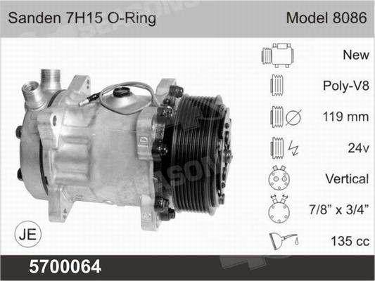 AHE 5700064 - Компресор, кондиціонер autocars.com.ua